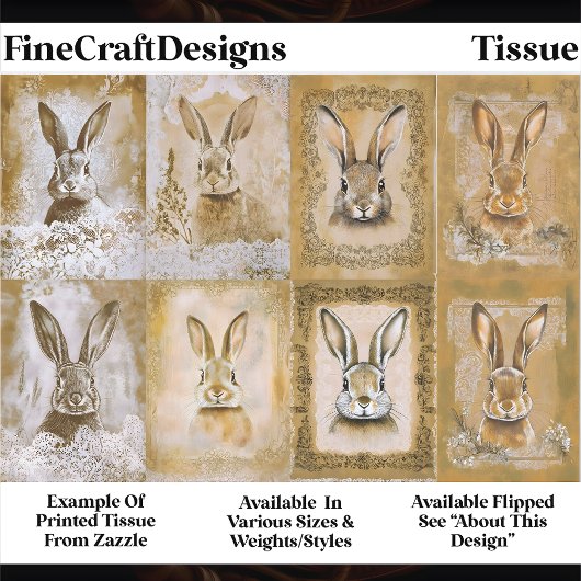 Sepia Bunny Artwork, Easter Crafts EV3L Decoupage 薄葉紙