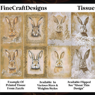 Sepia Bunny Artwork, Easter Crafts EV3R Decoupage 薄葉紙