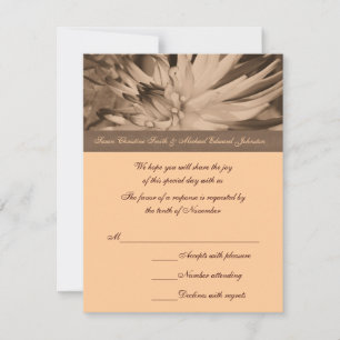 Sepia Dahlia Flower結婚の応答RSVPカード 出欠カード