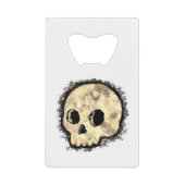 Sepia Dotted Halftone Skull Watercolor クレジットカード栓抜き (正面)
