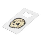 Sepia Dotted Halftone Skull Watercolor クレジットカード栓抜き (裏面アングル)