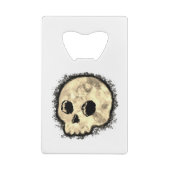 Sepia Dotted Halftone Skull Watercolor クレジットカード栓抜き (裏面)