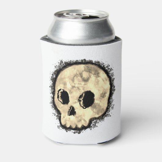Sepia Dotted Halftone Skull Watercolor 缶クーラー (缶裏面)