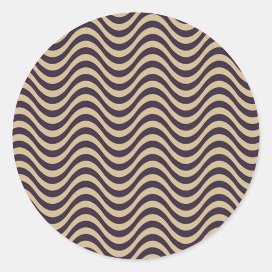 sepia duotonとのシームレスな波パターン ラウンドシール (正面)