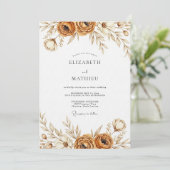 Sepia Earthy Bloom Wedding 招待状 (スタンド正面)
