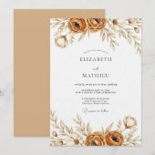 Sepia Earthy Bloom Wedding 招待状 (正面/裏面)