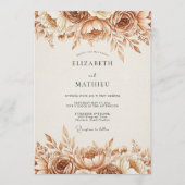 Sepia Ethereal Bloom Wedding 招待状 (正面)