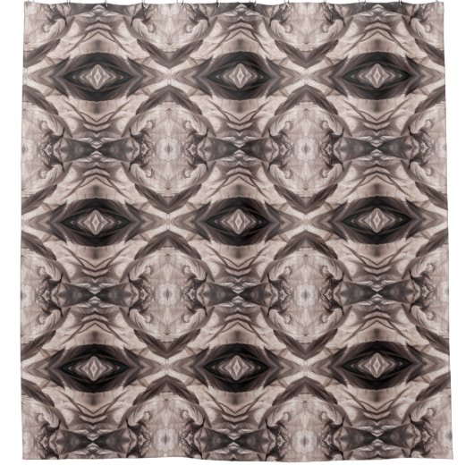 Sepia eye-like geometric L-size pattern シャワーカーテン (正面)