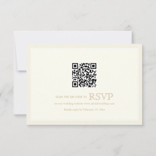 Sepia floral crest monogram QR code wedding 出欠カード (裏面)