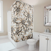 Sepia Floral Pattern シャワーカーテン (インサイチュ)