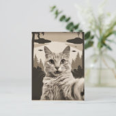 Sepia Funny Kitty and UFOs ポストカード (スタンド正面)