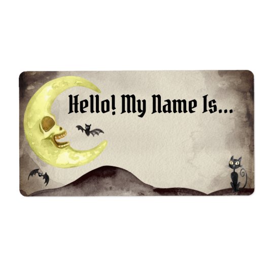 Sepia Halloween不気味こんにちは私の名前はNameタグです ラベル (正面)