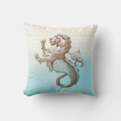 Sepia Merlion on Blueと手書き クッション (正面)