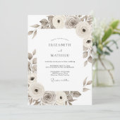Sepia Painterly Floral Romance Wedding 招待状 (スタンド正面)