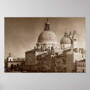 Sepia Paper Effect Venice Grand Canal Poster ポスター