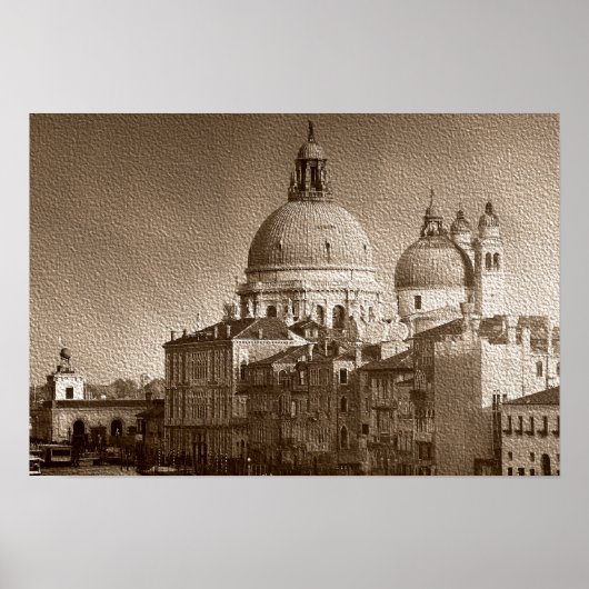 Sepia Paper Effect Venice Grand Canal Poster ポスター (正面)