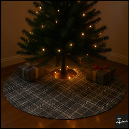 Sepia Plaid Vintage Tartan Taupe Check ブラッシュドポリエステルツリースカート