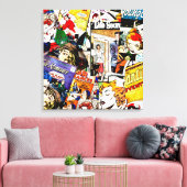 Sepia Romance Comic Book Cover Jumble Collage キャンバスプリント (インサイチュ (リビング))