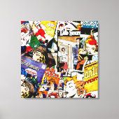 Sepia Romance Comic Book Cover Jumble Collage キャンバスプリント (正面)