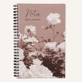 Sepia Roses Floral Garden Custom Spiral Notebook ノートブック (正面)