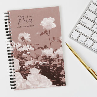 Sepia Roses Floral Garden Custom Spiral Notebook ノートブック