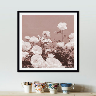 Sepia Roses Floral Garden Photo Art Print Poster ポスター