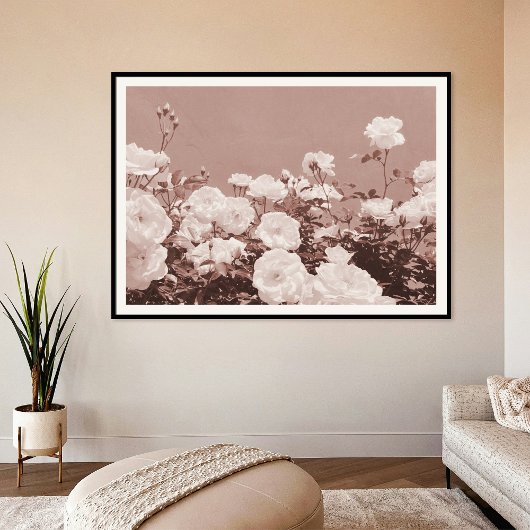 Sepia Roses Floral Garden Photo Art Print Poster ポスター