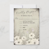 Sepia Rustic Butterfly Wildflower Wedding RSVP (正面)