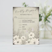Sepia Rustic Butterfly Wildflower Wedding RSVP (スタンド正面)