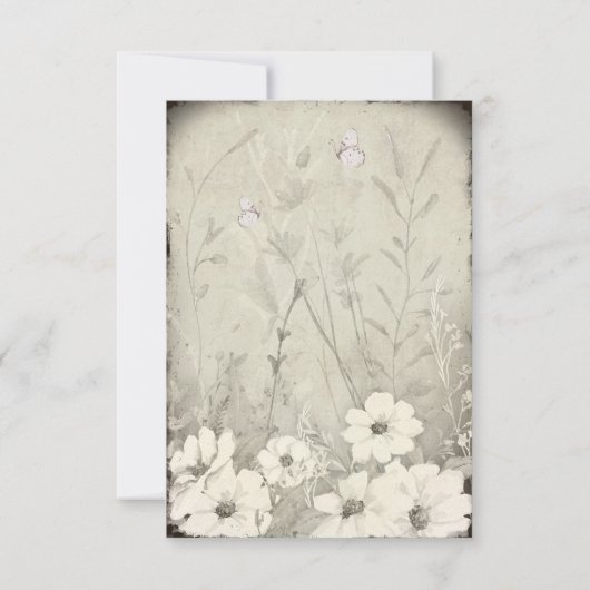 Sepia Rustic Butterfly Wildflower Wedding RSVP (裏面)