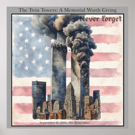 September 11 Twin Towers Memorial Wall Art  ポスター (正面)