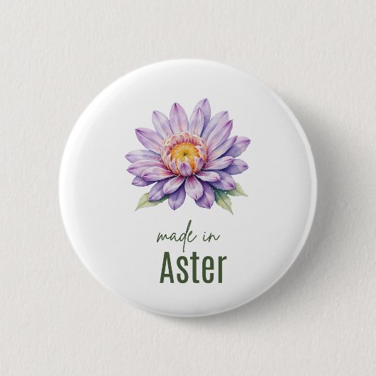 September Aster  Birth Flower Flat Thank You  缶バッジ (正面)