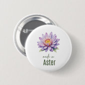 September Aster  Birth Flower Flat Thank You  缶バッジ (正面&裏面)