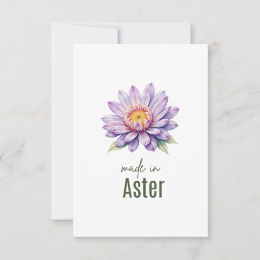 September Aster  Birth Flower Flat Thank You Card サンキューカード (正面)
