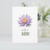 September Aster  Birth Flower Flat Thank You Card サンキューカード (スタンド正面)