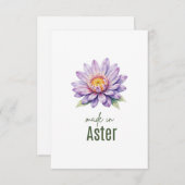 September Aster  Birth Flower Flat Thank You Card サンキューカード (正面/裏面)
