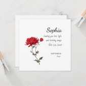 September Aster Personalized Birthday カード (正面/裏面インサイチュ)