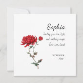 September Aster Personalized Birthday カード (正面)