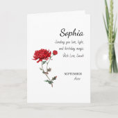 September Aster Personalized Birthday カード (正面)