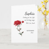 September Aster Personalized Birthday カード (黄色い花)