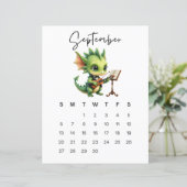 September Baby Dragon Art Print Cozy Fantasy  (スタンド正面)