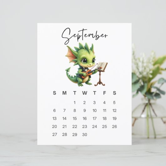 September Baby Dragon Art Print Cozy Fantasy  (スタンド正面)