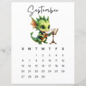 September Baby Dragon Art Print Cozy Fantasy (正面)