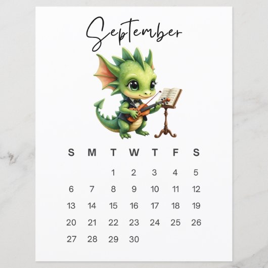 September Baby Dragon Art Print Cozy Fantasy  (正面)