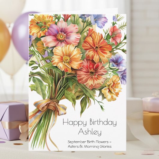September Birth Flower Birthday Card | Asters カード