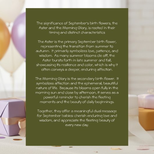 September Birth Flower Birthday Card | Asters カード
