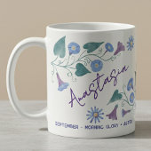 September Birth Flower Custom Name Morning Glory コーヒーマグカップ
