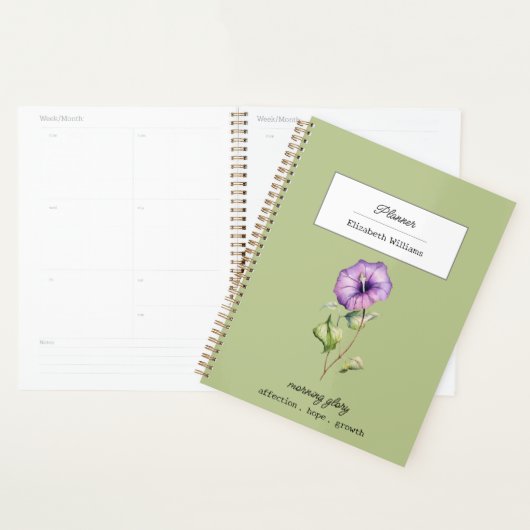September Birth Flower Morning Glory Personalized プランナー手帳 (ディスプレー)