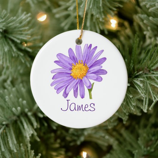 SEPTEMBER Birth Flower Purple Aster Christmas セラミックオーナメント (ツリー)