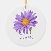 SEPTEMBER Birth Flower Purple Aster Christmas セラミックオーナメント (正面)